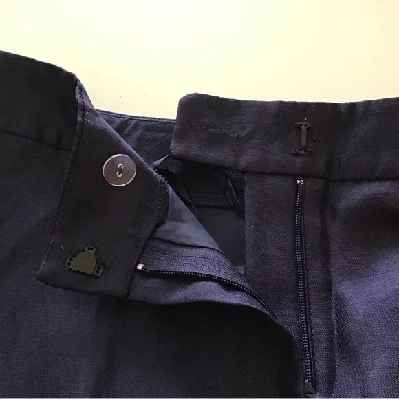 Le Suit Blue Textured Satin Straight Leg Lined Trouser Pant Size 4 - Picture 4 of 7